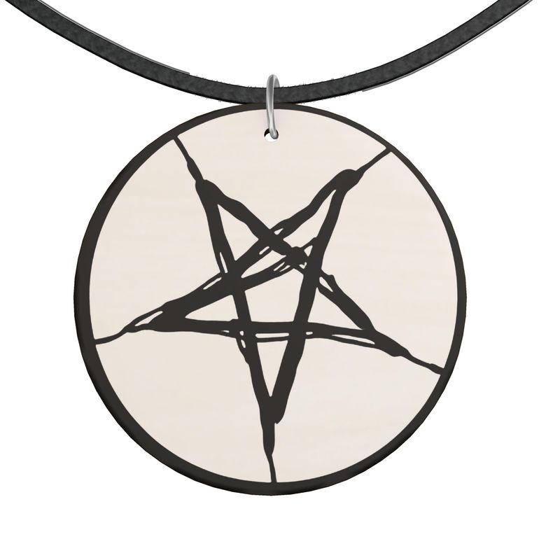 Satanic Pentagram Wooden Pendant