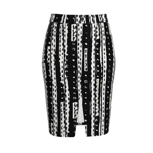 Dot Matrix Denim Midi Skirt