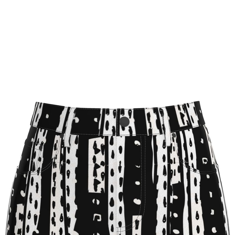Dot Matrix Denim Midi Skirt